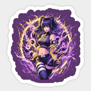 Hinata Hyuga with Glowing Aura Circle Sticker